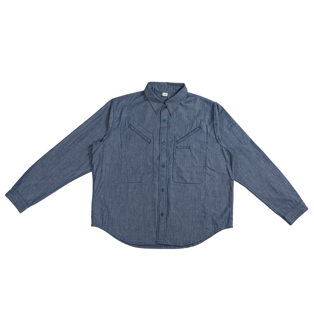 CHAMBRAY CHEST ZIP WORK SHIRT 
