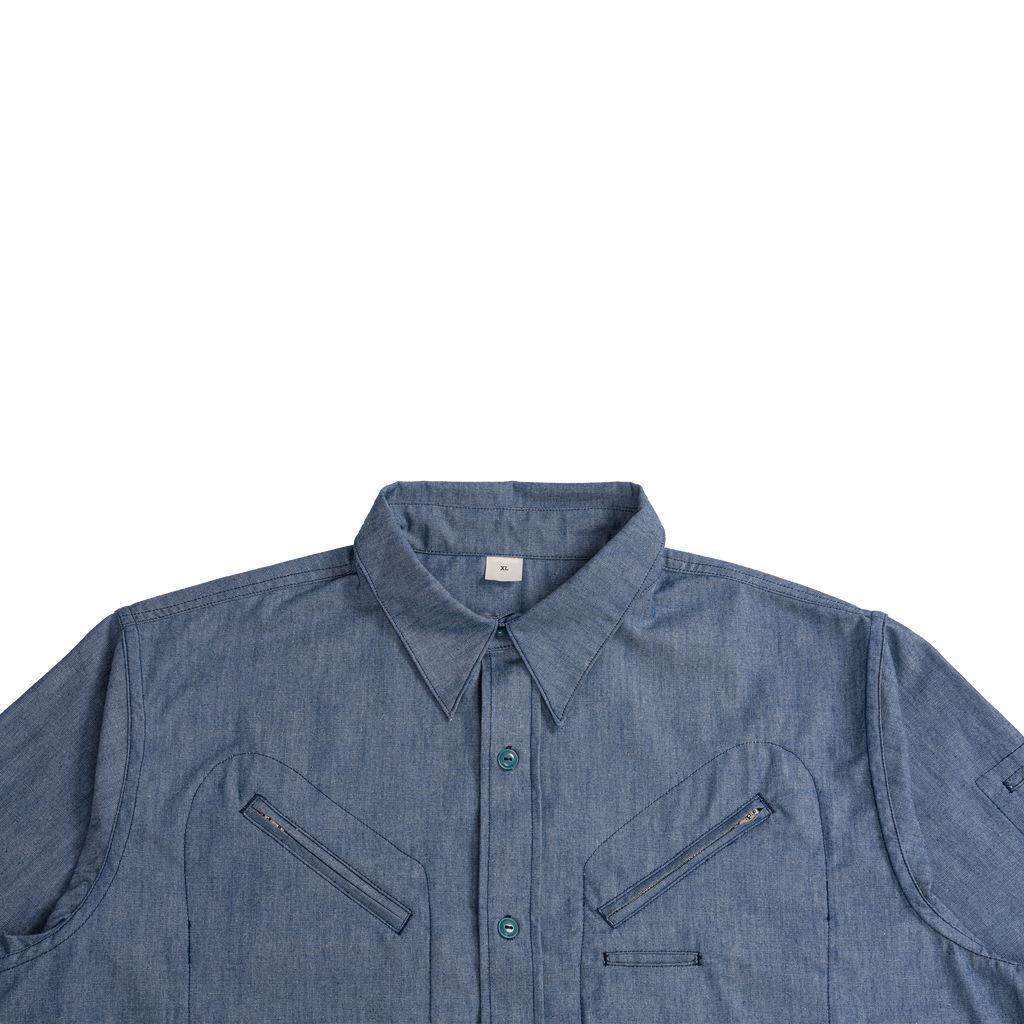 CHAMBRAY CHEST ZIP WORK SHIRT 