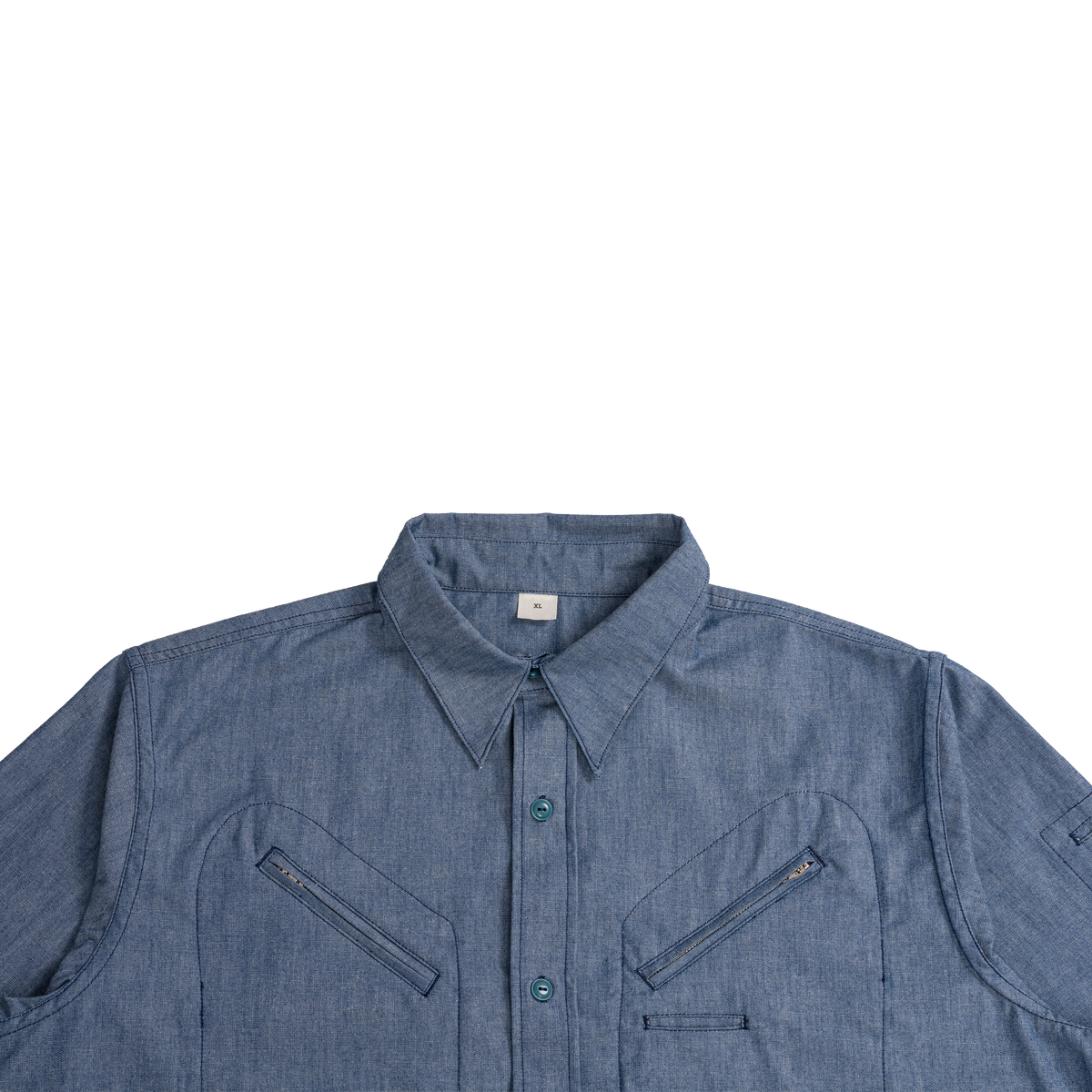 CHAMBRAY CHEST ZIP WORK SHIRT 
