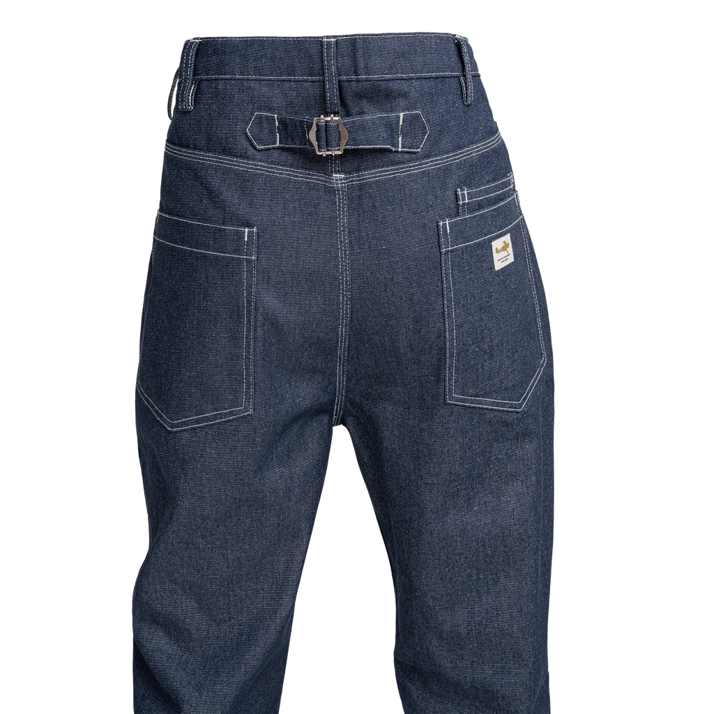 CINCH BACK RAW DENIM PANT