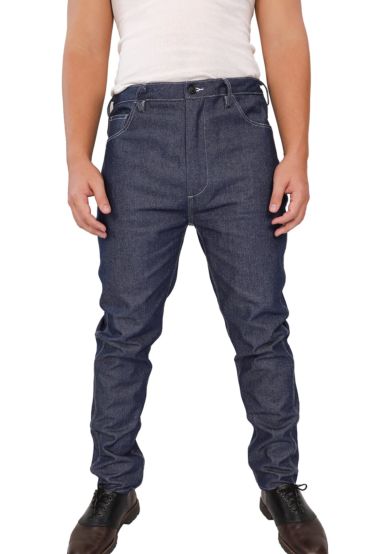 CINCH BACK RAW DENIM PANT