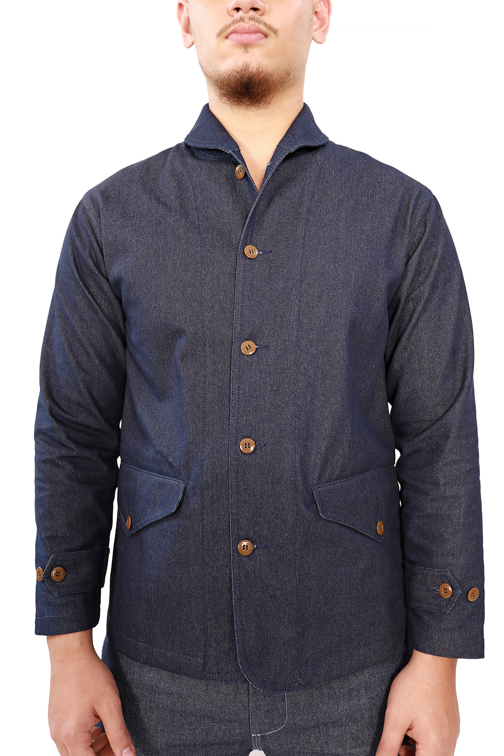 DENIM SHAWL COLLAR JACKET 