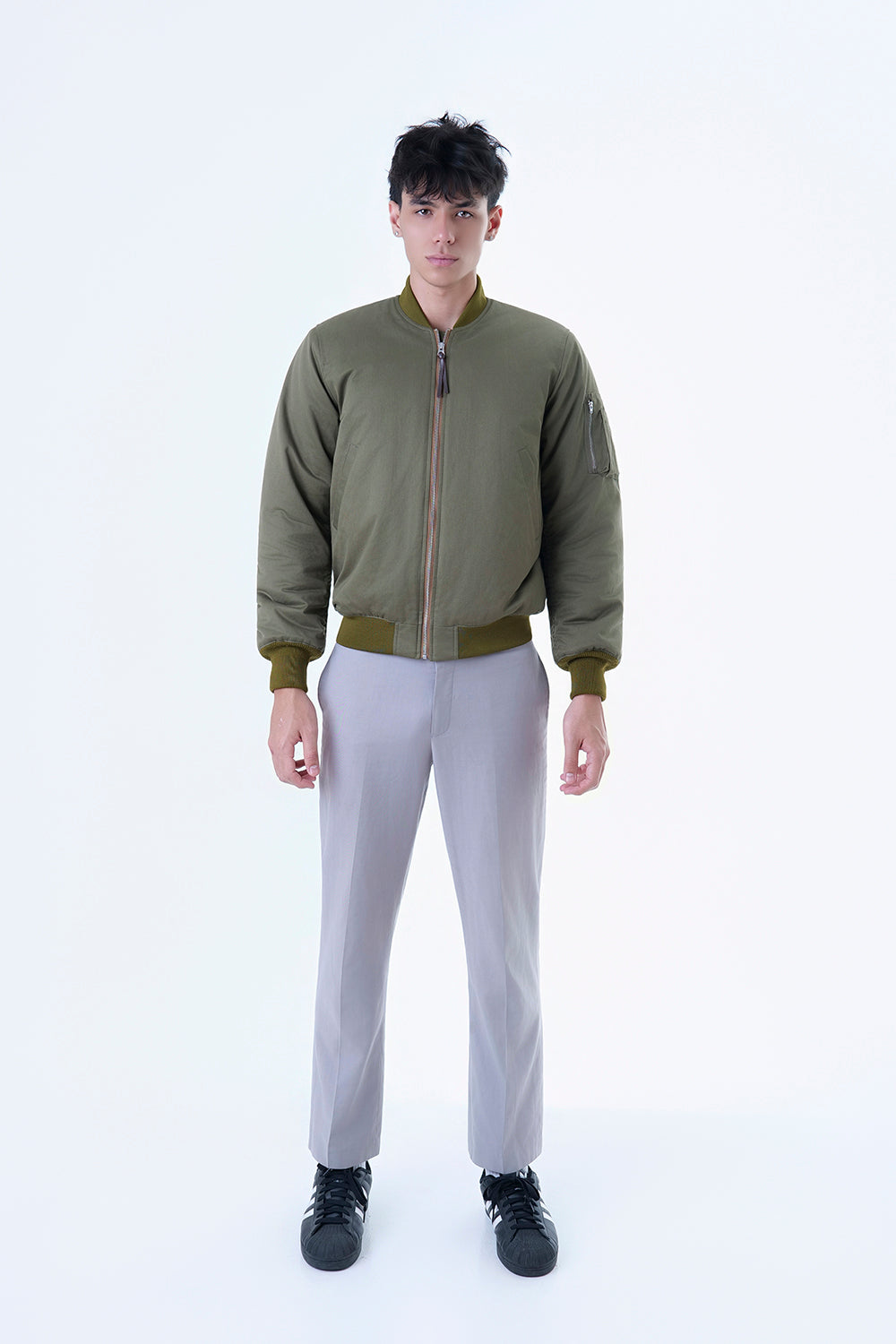 COTTON SATEEN BOMBER JACKET
