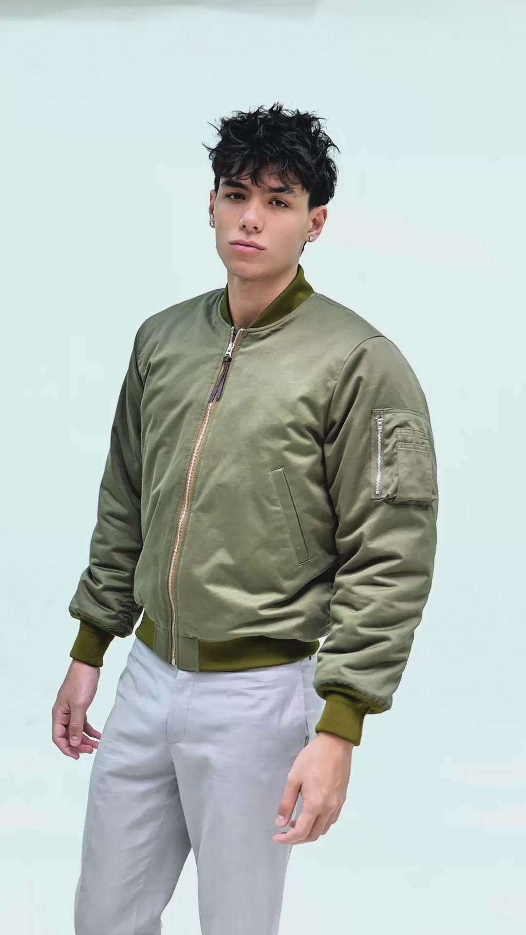 COTTON SATEEN BOMBER JACKET